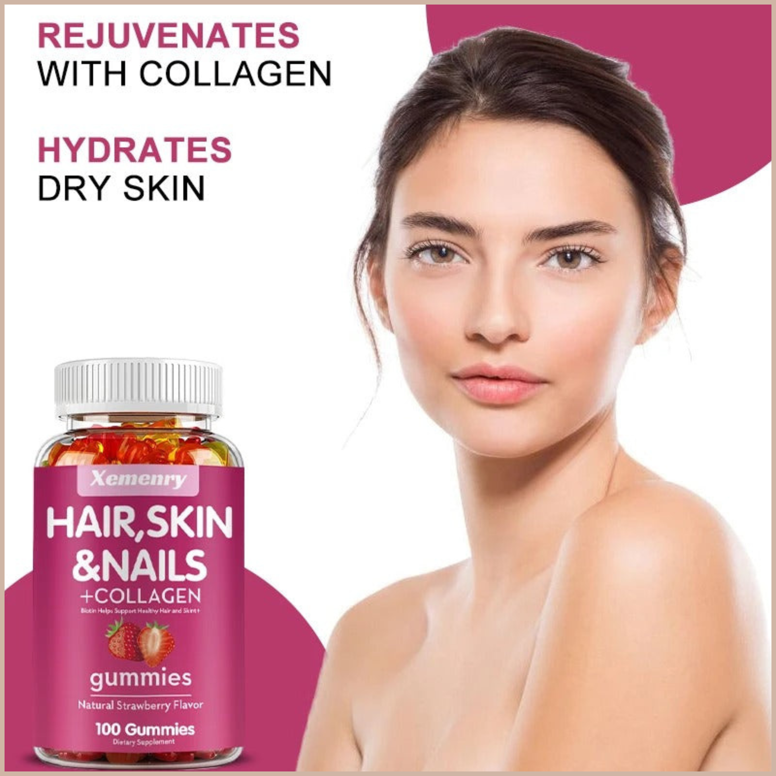 Natural Biotin Gummies – Hair, Skin, Nails & Collagen Support – Antioxidant Beauty Supplement – 100 Gummies - Image 2