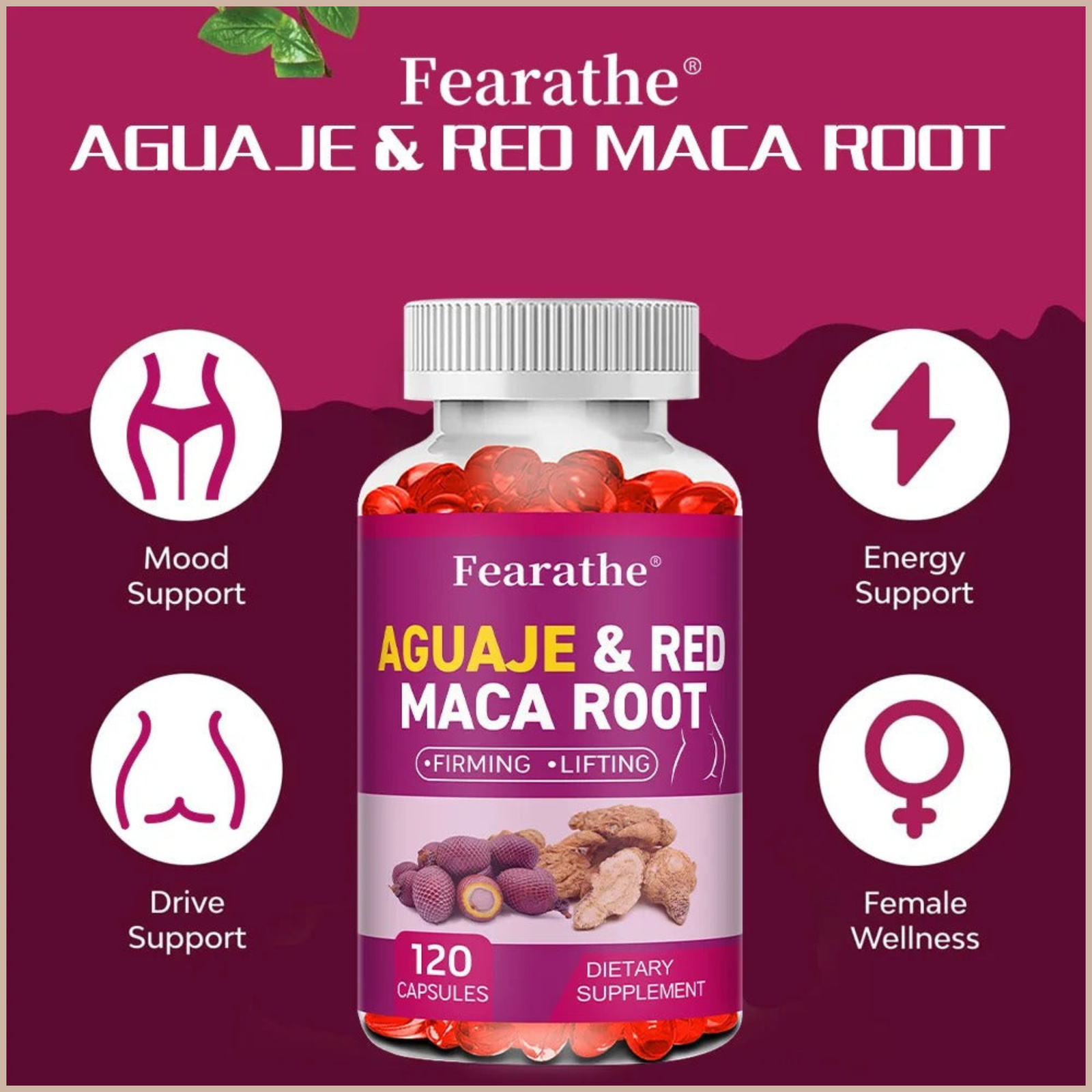 Organic Aguaje & Red Maca Root Capsules – Women’s Wellness, Body Balance, Energy & Immune Support – 120 Count - Image 3