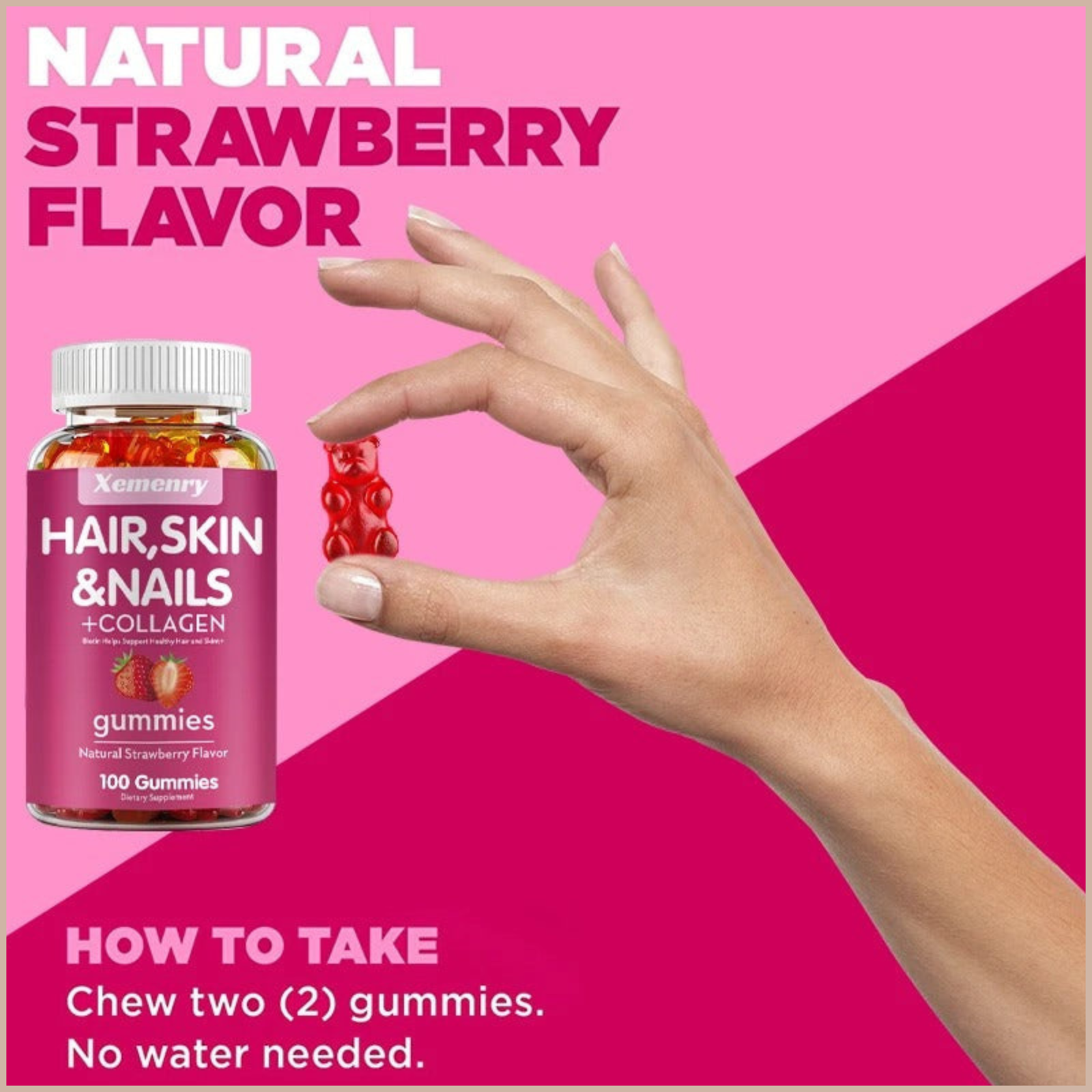 Natural Biotin Gummies – Hair, Skin, Nails & Collagen Support – Antioxidant Beauty Supplement – 100 Gummies - Image 4