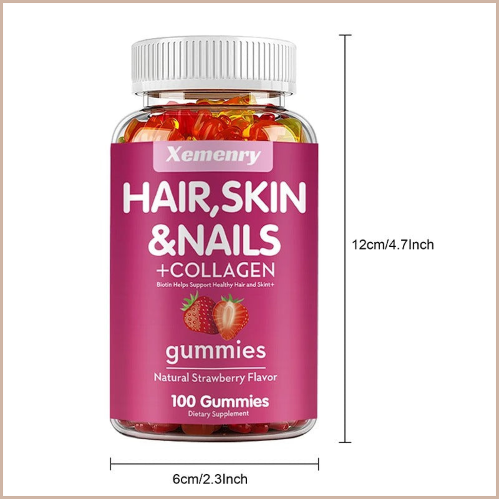 Natural Biotin Gummies – Hair, Skin, Nails & Collagen Support – Antioxidant Beauty Supplement – 100 Gummies - Image 5