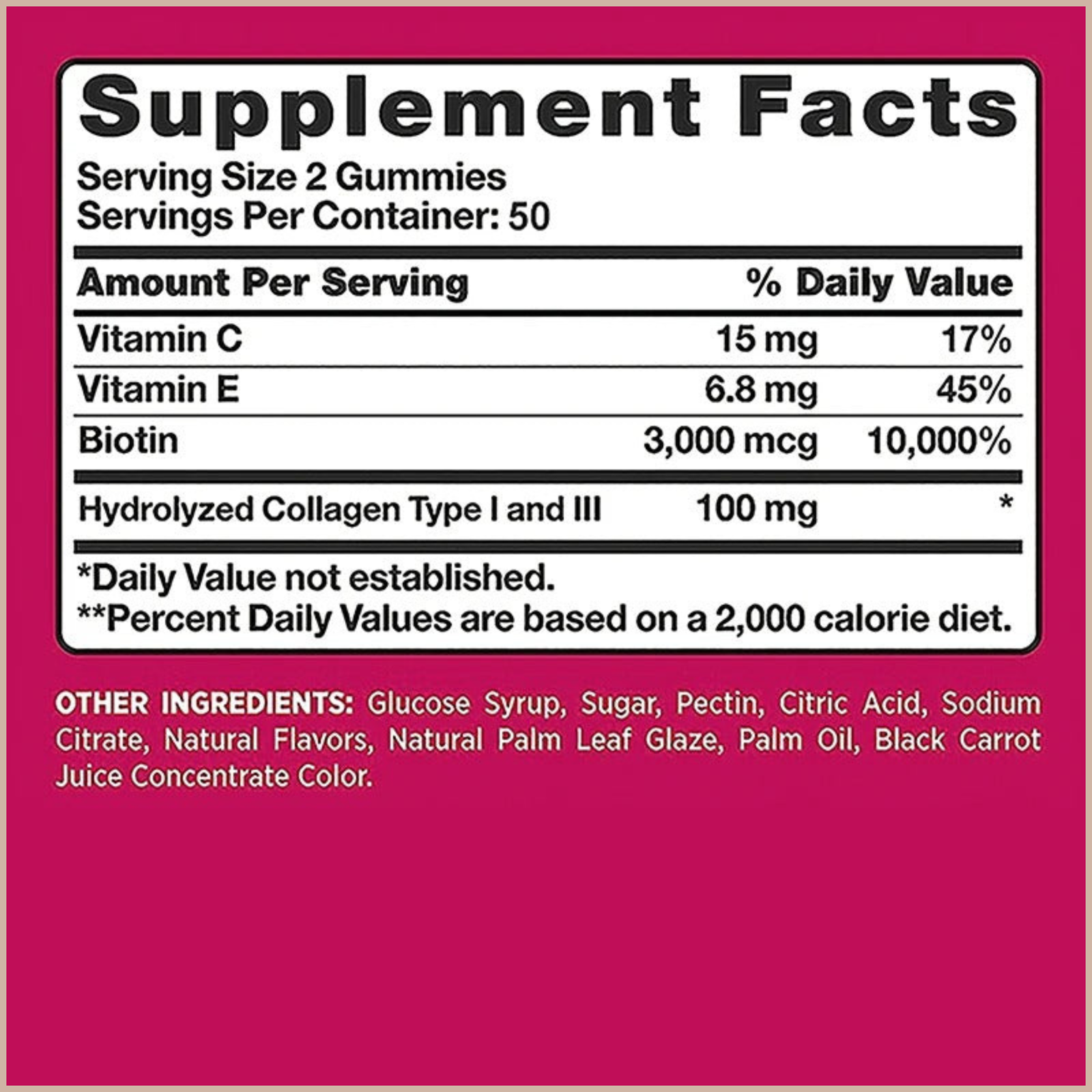 Natural Biotin Gummies – Hair, Skin, Nails & Collagen Support – Antioxidant Beauty Supplement – 100 Gummies - Image 6