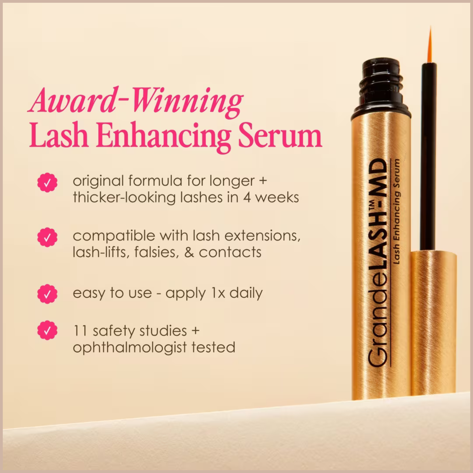 GrandeLASH-MD Lash Enhancing Serum – 6 Month Supply – Longer, Thicker & Healthier-Looking Lashes - Image 3