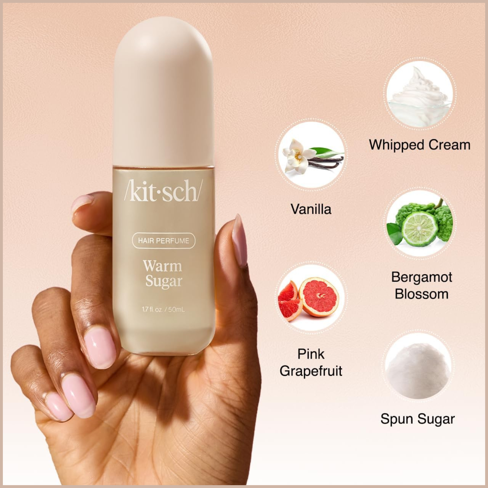 Hair Perfume for Women – Warm Sugar Hair & Body Mist with Patented Odor-Eliminating Technology – Pink Grapefruit, Spun Sugar & Vanilla Scent – 50ml - Image 3
