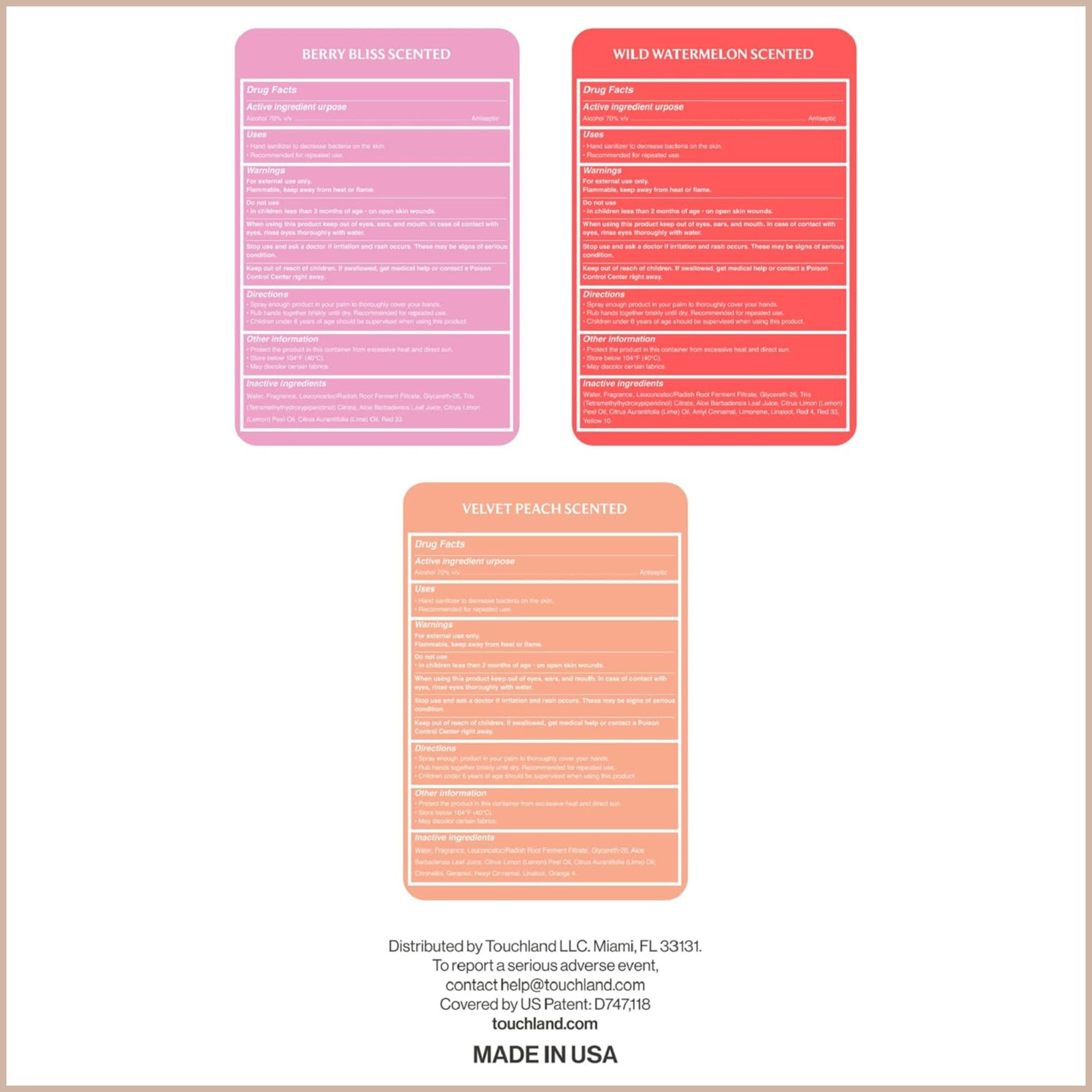 Hand Sanitizer Spray – Juicy Trio Set with Wild Watermelon, Velvet Peach & Berry Bliss – 3 x 1 fl oz Travel Mists - Image 7