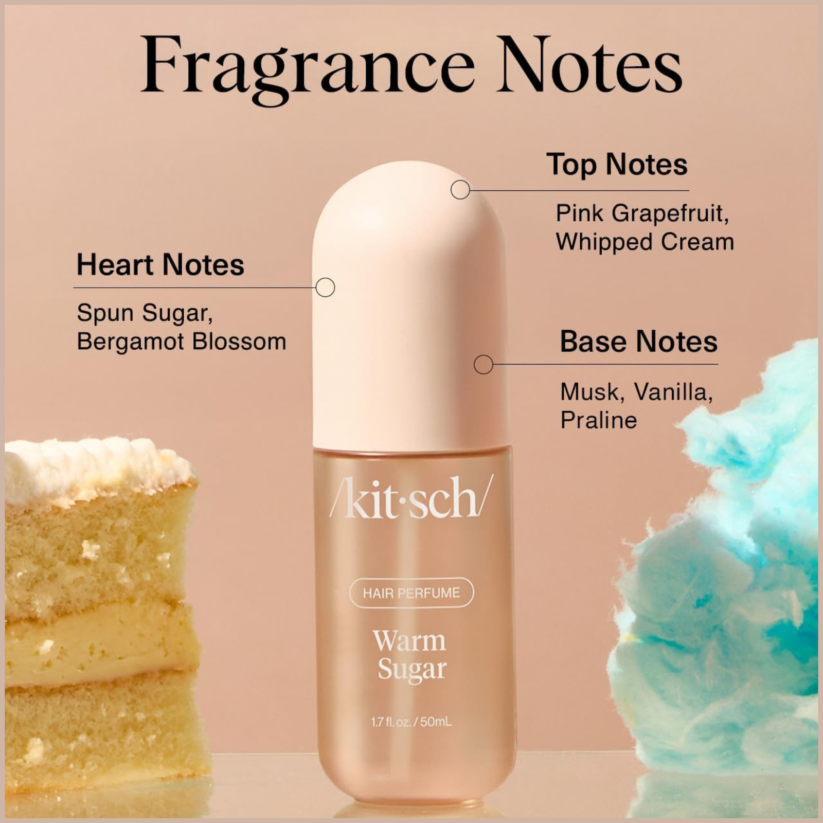 Hair Perfume for Women – Warm Sugar Hair & Body Mist with Patented Odor-Eliminating Technology – Pink Grapefruit, Spun Sugar & Vanilla Scent – 50ml - Image 5