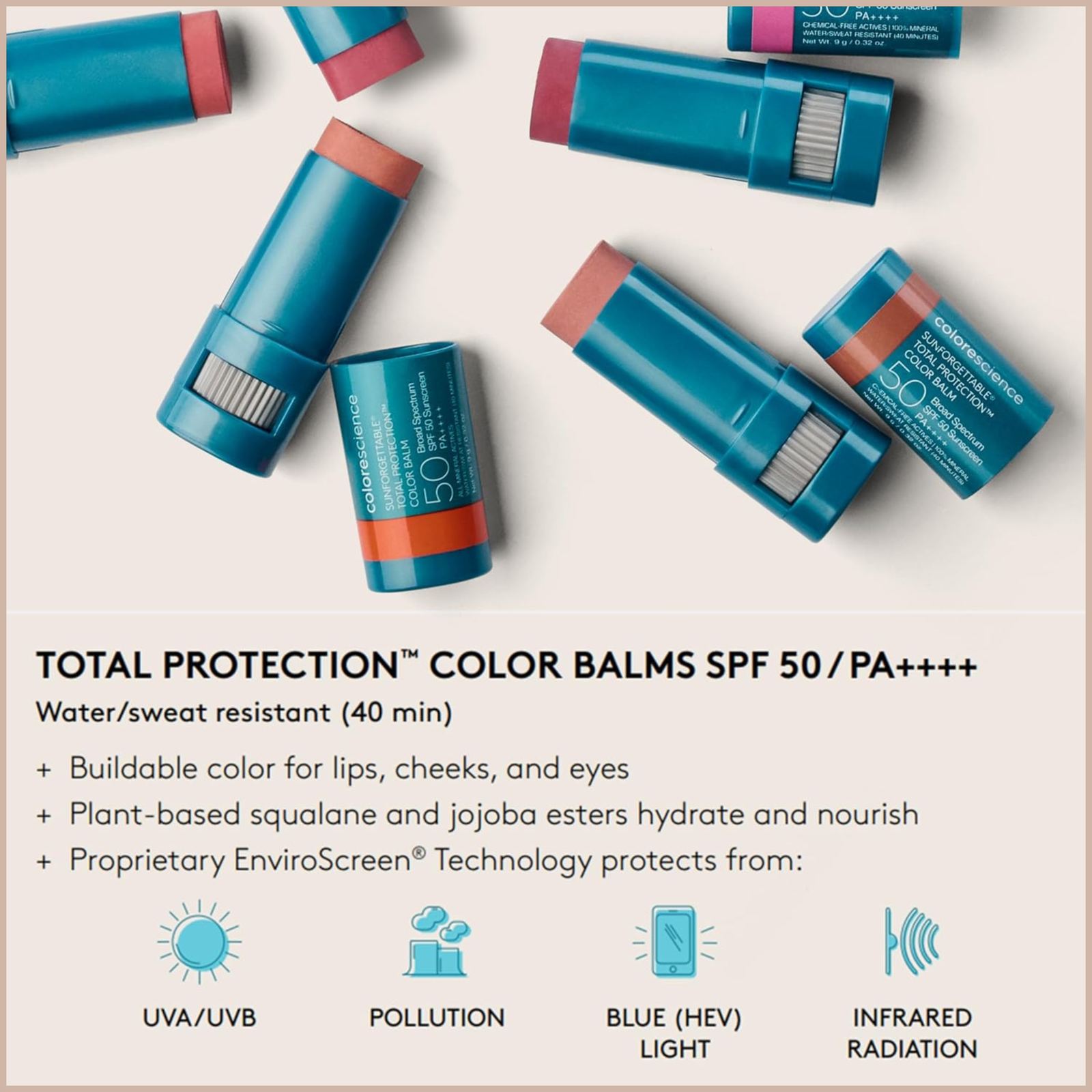 Sunforgettable Total Protection Color Balm SPF 50 – Mineral Broad Spectrum Lip & Cheek Balm with Buildable Color – Berry - Image 6
