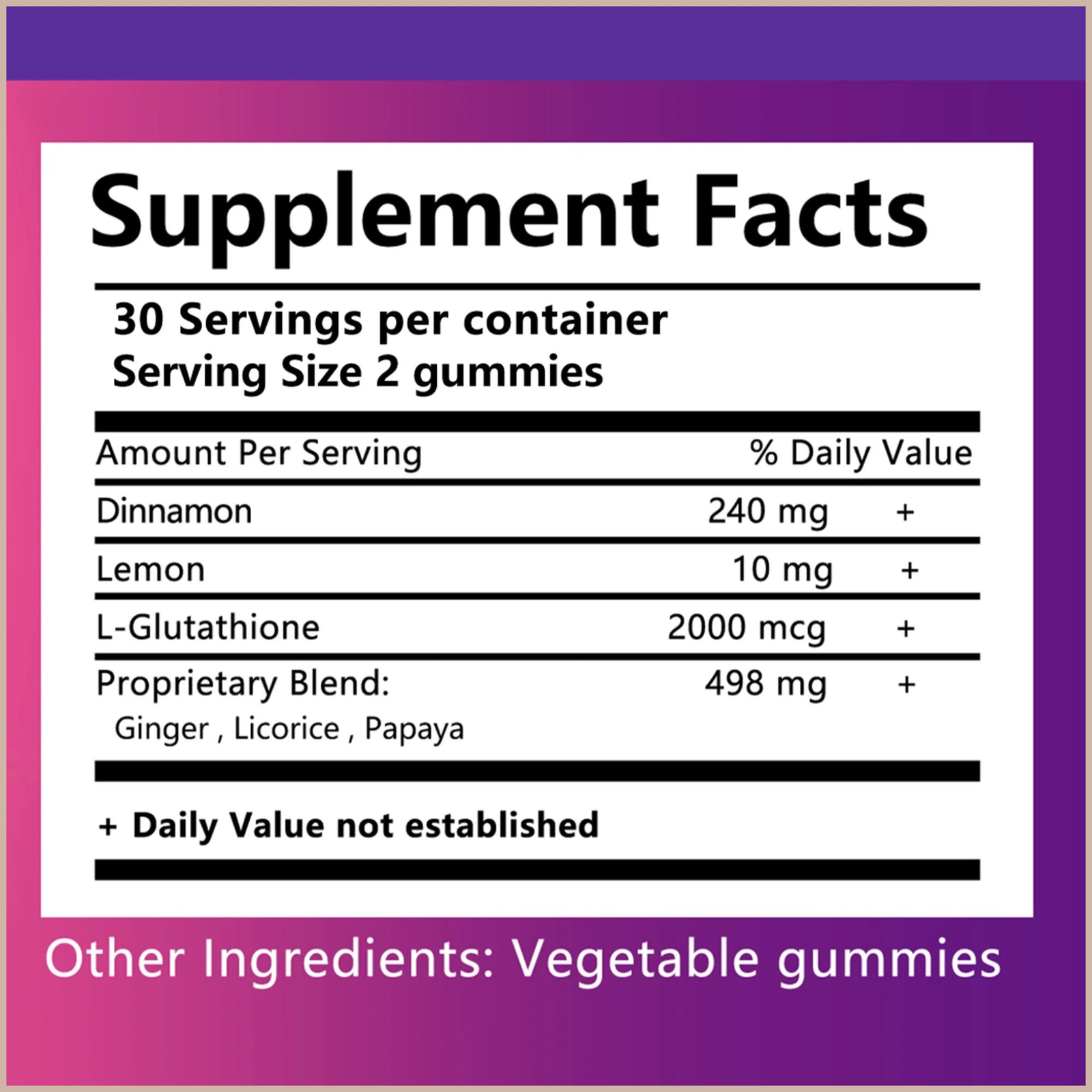 Skin Brightening Gummies – Tone, Antioxidant & Anti-Aging Support – L-Glutathione, Lemon & Cinnamon – 60 Gummies - Image 7