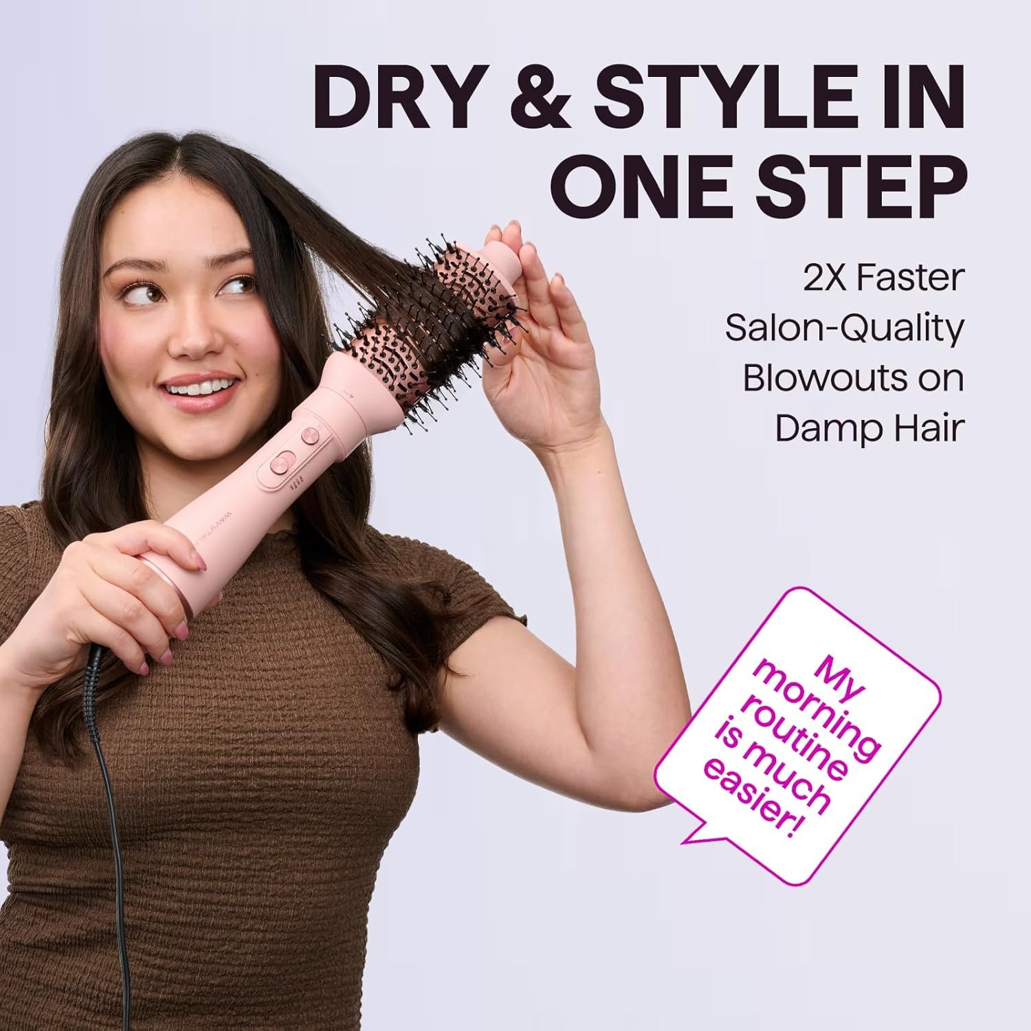 Wavytalk Air Sculpt 5-in-1 Hot Air Brush Set – Blow Dryer Brush, Volumizer, Diffuser & Multi Hair Styler – Pink - Image 5