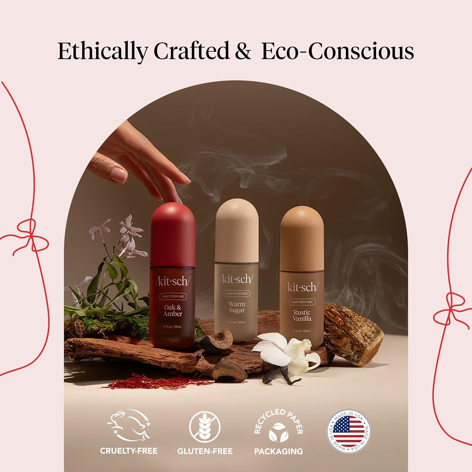 Kitsch Hair Perfume for Women Set (2 x 50mL) – Warm Sugar & Oak + Amber Hair & Body Mist, Odor-Eliminating Hair Fragrance Spray, Long-Lasting Fresh Scent, Vegan & Cruelty-Free - Image 8