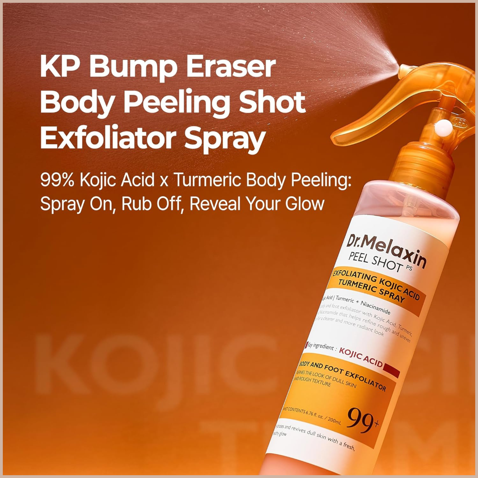 Kojic Acid & Turmeric Exfoliating Body Spray for Brightening, Nourishing & Skin Renewal - Image 3