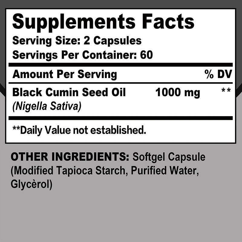 Black Seed Oil Wellness Support Capsules, 60 Count - Image 7